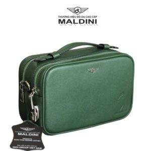 Túi đựng bóng Golf 02 ngăn da bò thật epsom khóa số 6 Xanh reu 600x600 1